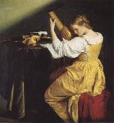 Orazio Gentileschi Lutspelerska oil